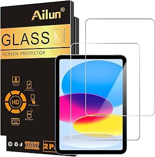 Ailun 2Pack Screen Protector for iPad A16 2025 11th 11"/10th Gen 2022 10.9" | Tempered Glass, Face ID Compatible, Apple Pencil Compatible, Case Friendly