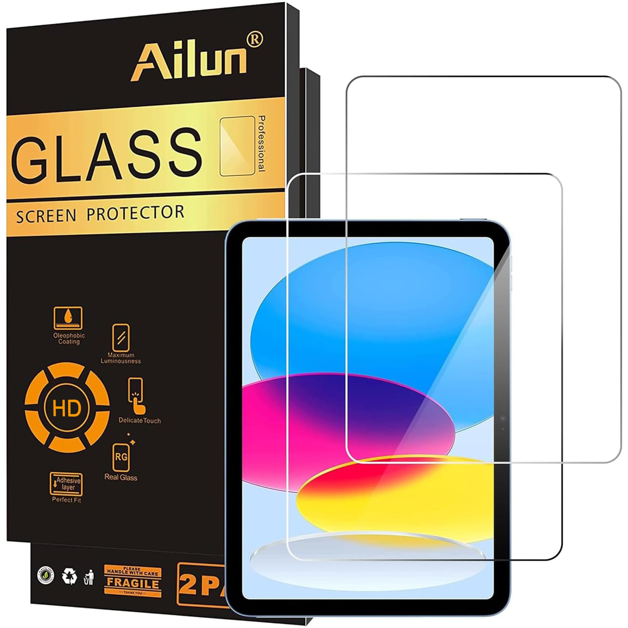 Ailun 2Pack Screen Protector for iPad A16 2025 11th 11"/10th Gen 2022 10.9" | Te