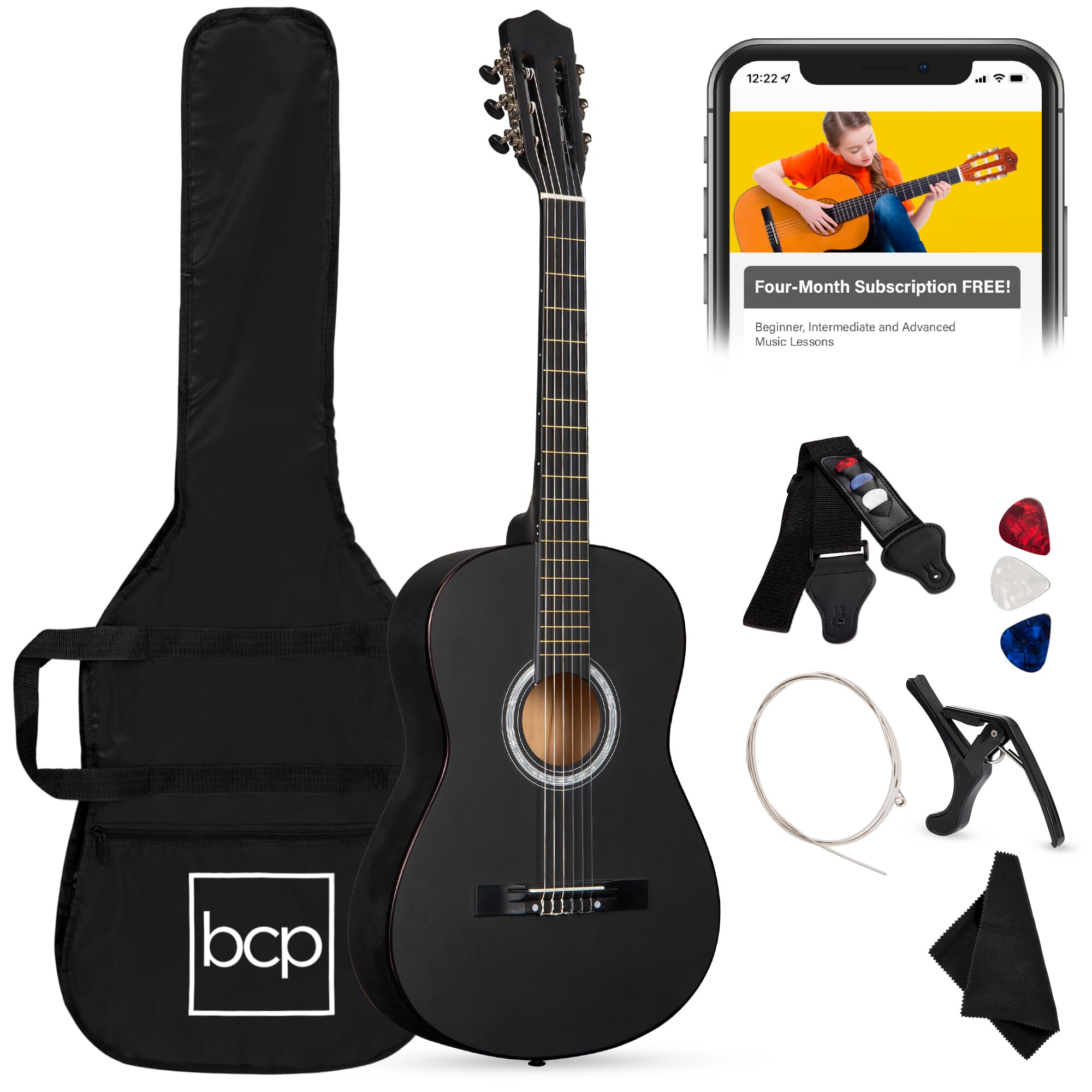 Best Choice Products 38in Beginner All Wood Acoustic Guitar Starter Kit w/Gig Ba