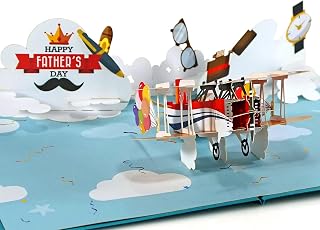 CUTPOPUP Flugzeug - Geburtstagskarten für Männer, Karte Vatertag, Geburtstagskarte Mann, Geburtstags-Pop-Up-Karte, 3D-Grußkarte Ehemann Ihn Junge Sohn Mann Vater (Plane) US8-27DE