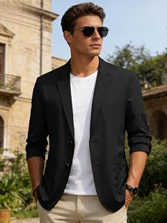 Men's Casual Blazer Lightweight Breathable Spring Summer Button Down Sport Coat Dressy Work Office Suit Jackets