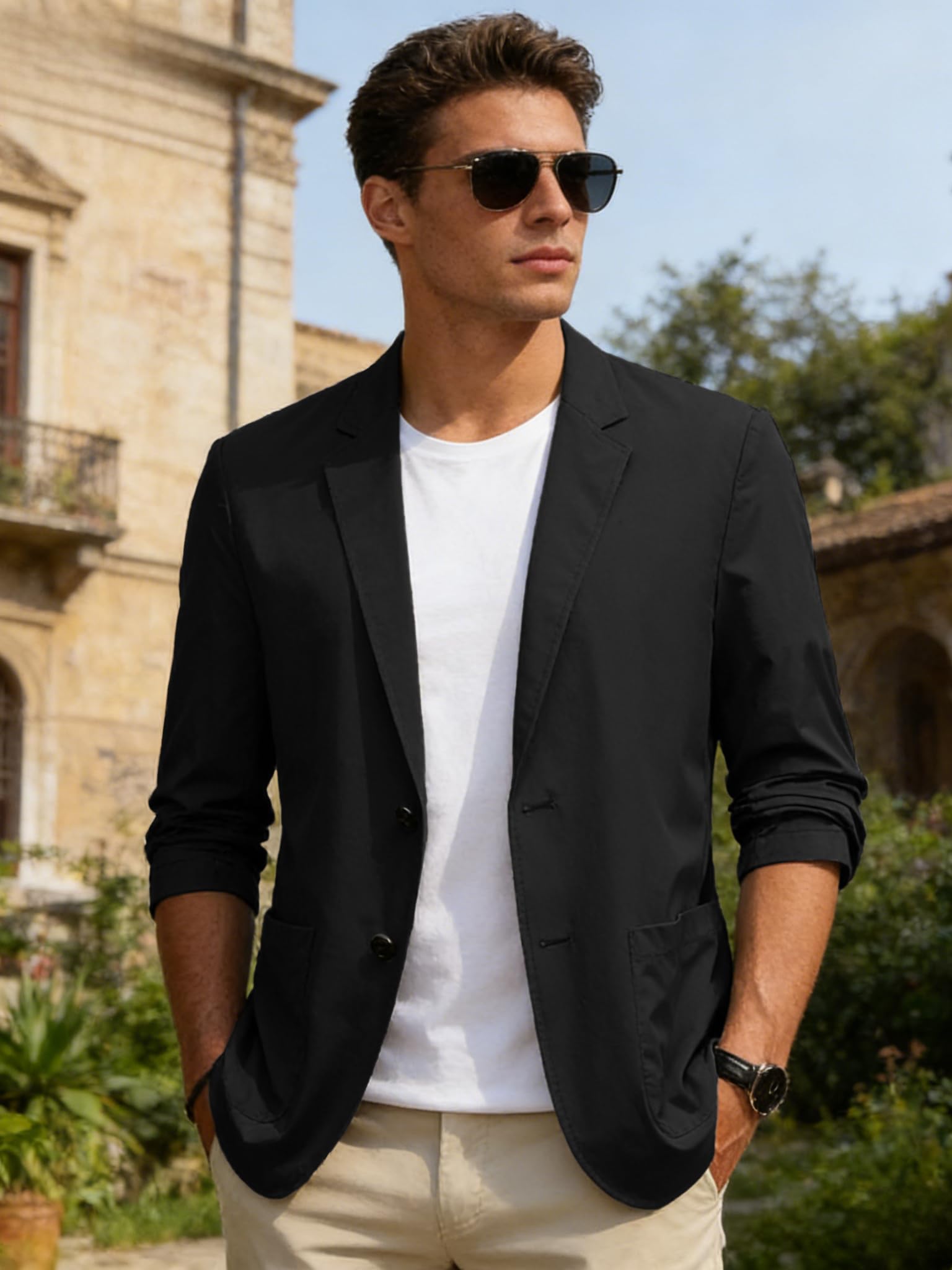 Men's Casual Blazer Lightweight Breathable Spring Summer Button Down Sport Coat 