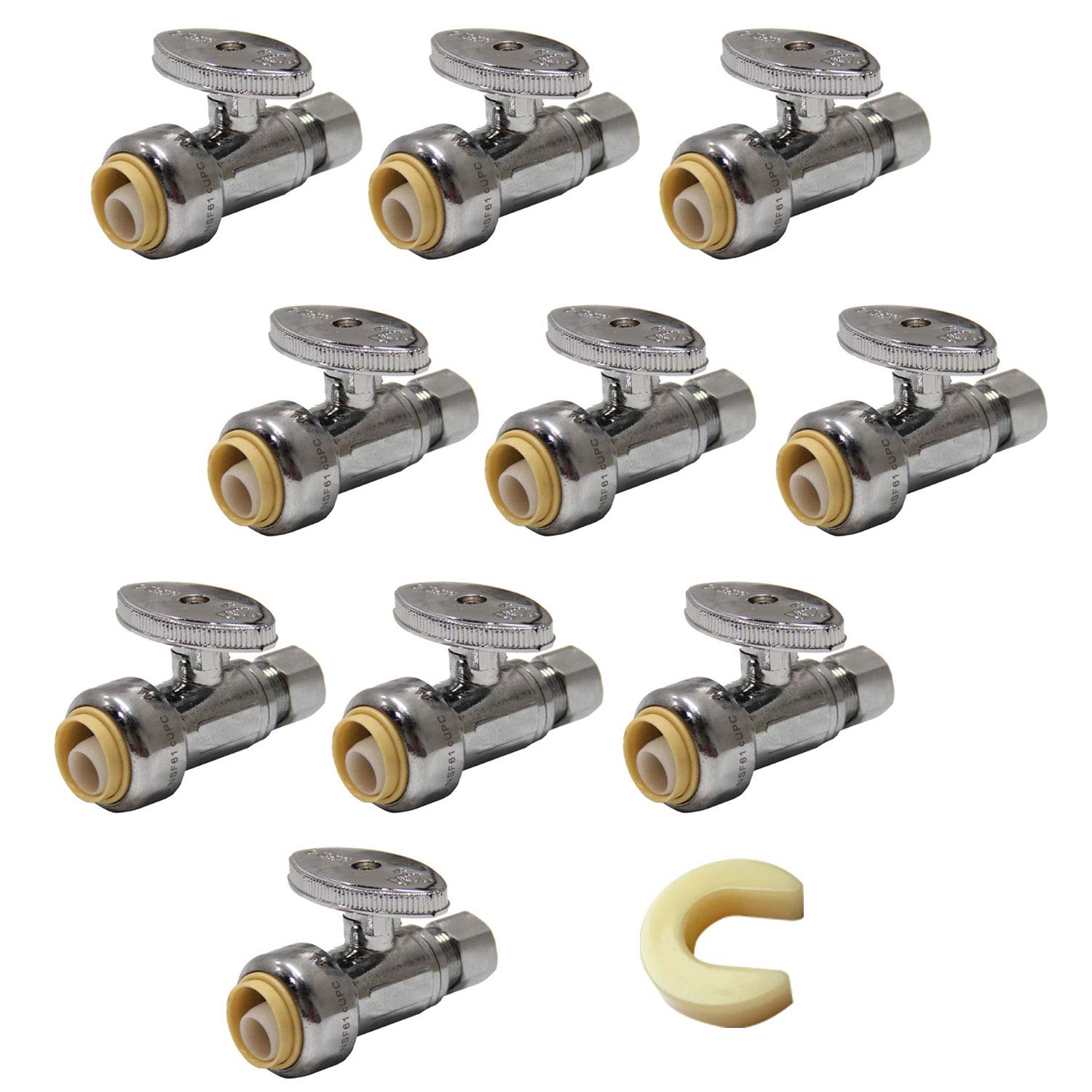 10Pcs EFIELD Straight Stop Valve,1/2"Push x3/8"Compression(PF-VALVE021-10) | 1/4