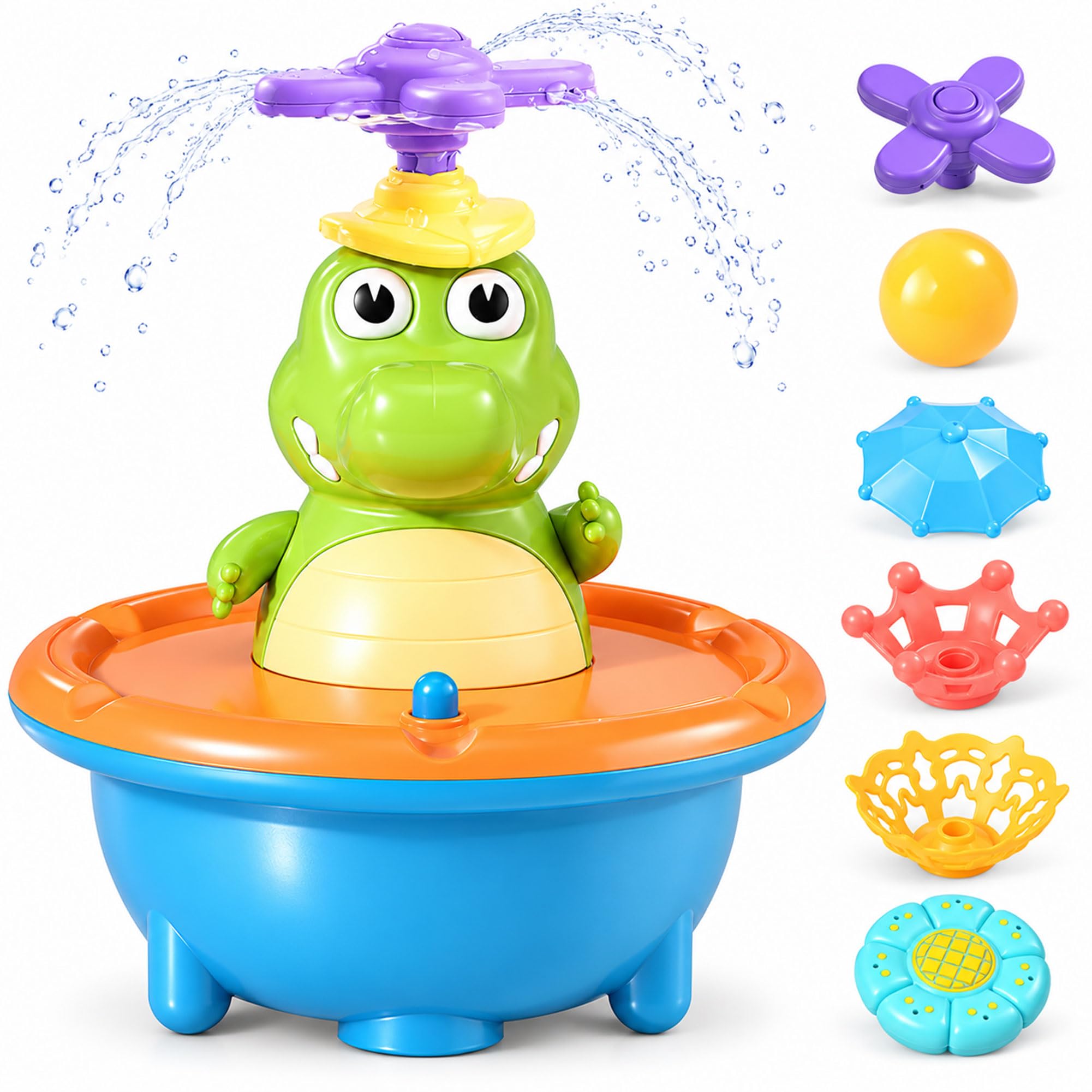 Fountain Crocodile Bath, Light Up Crocodiles Bathtub Fountain (Crocodile,Charge)