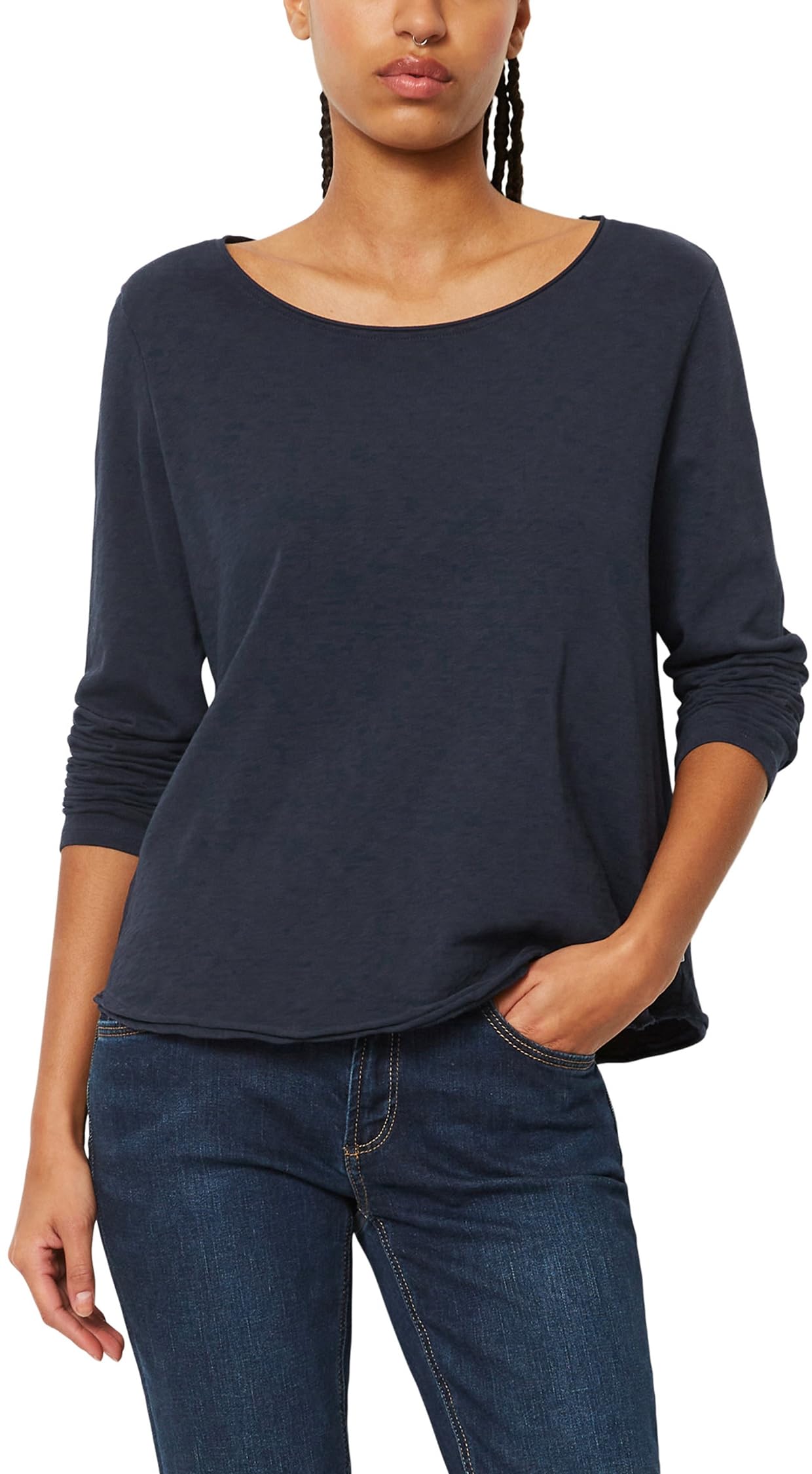 Marc OPolo Denim Women Long Sleeve Organic Cotton T-Shirt with Boat Neck