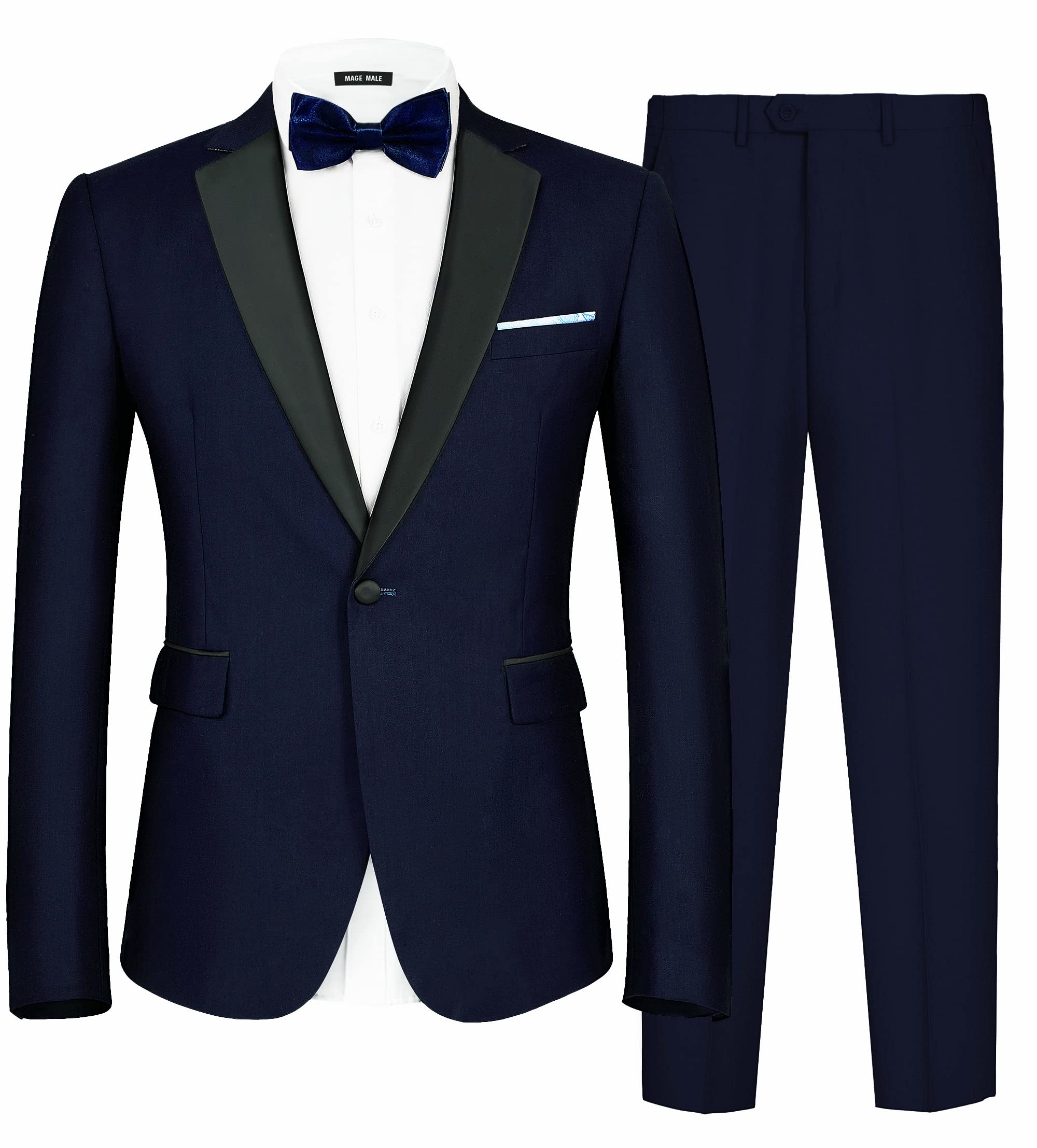 MAGE MALE Men's 2 Piece Suit One Button Slim Fit Formal Wedding Prom Tuxedo Suit