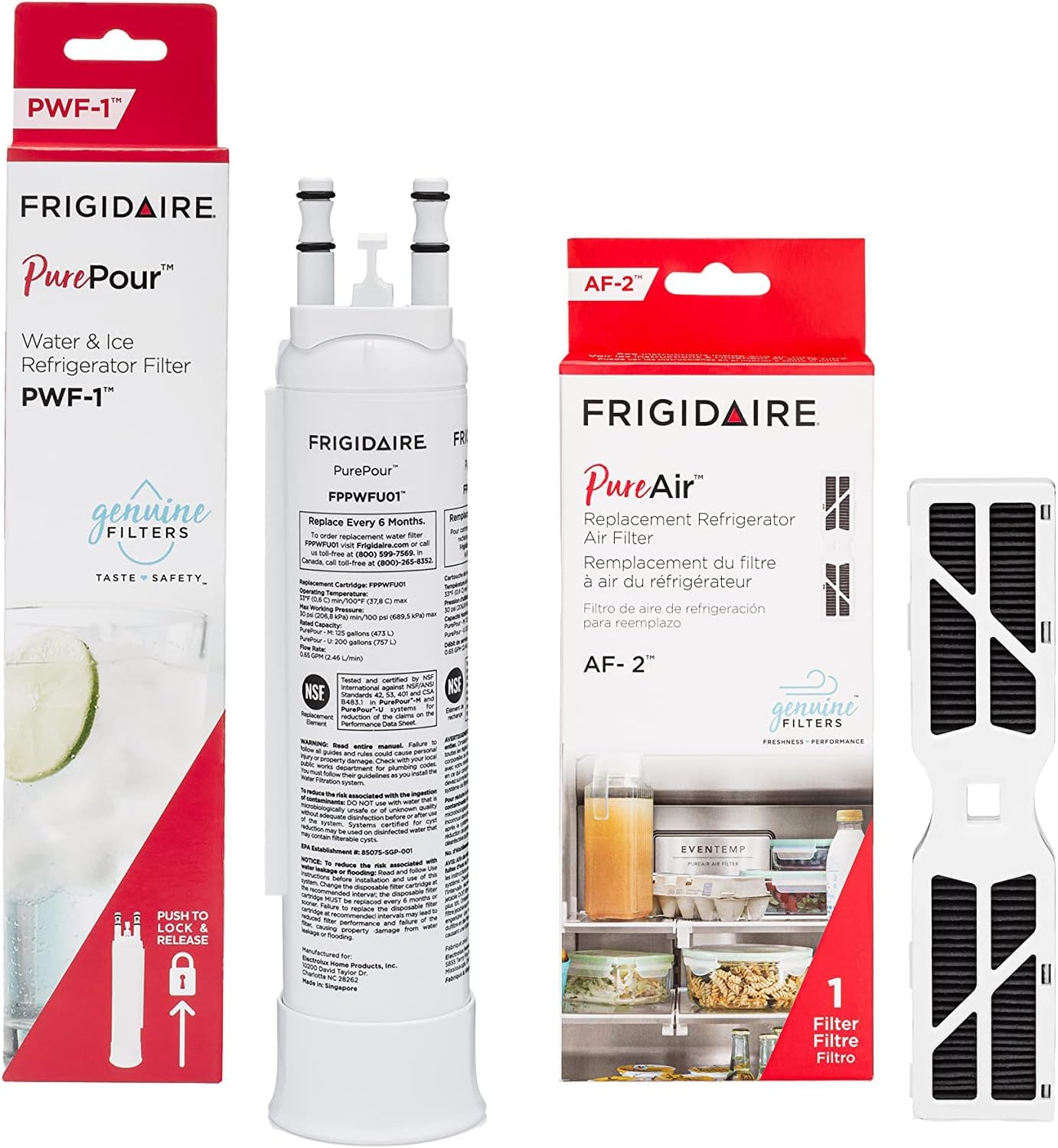 Frigidaire PurePour® PWF-1 (FPPWFU01) & PureAir® AF-2 (FRGPAAF2) Water & Air Fil