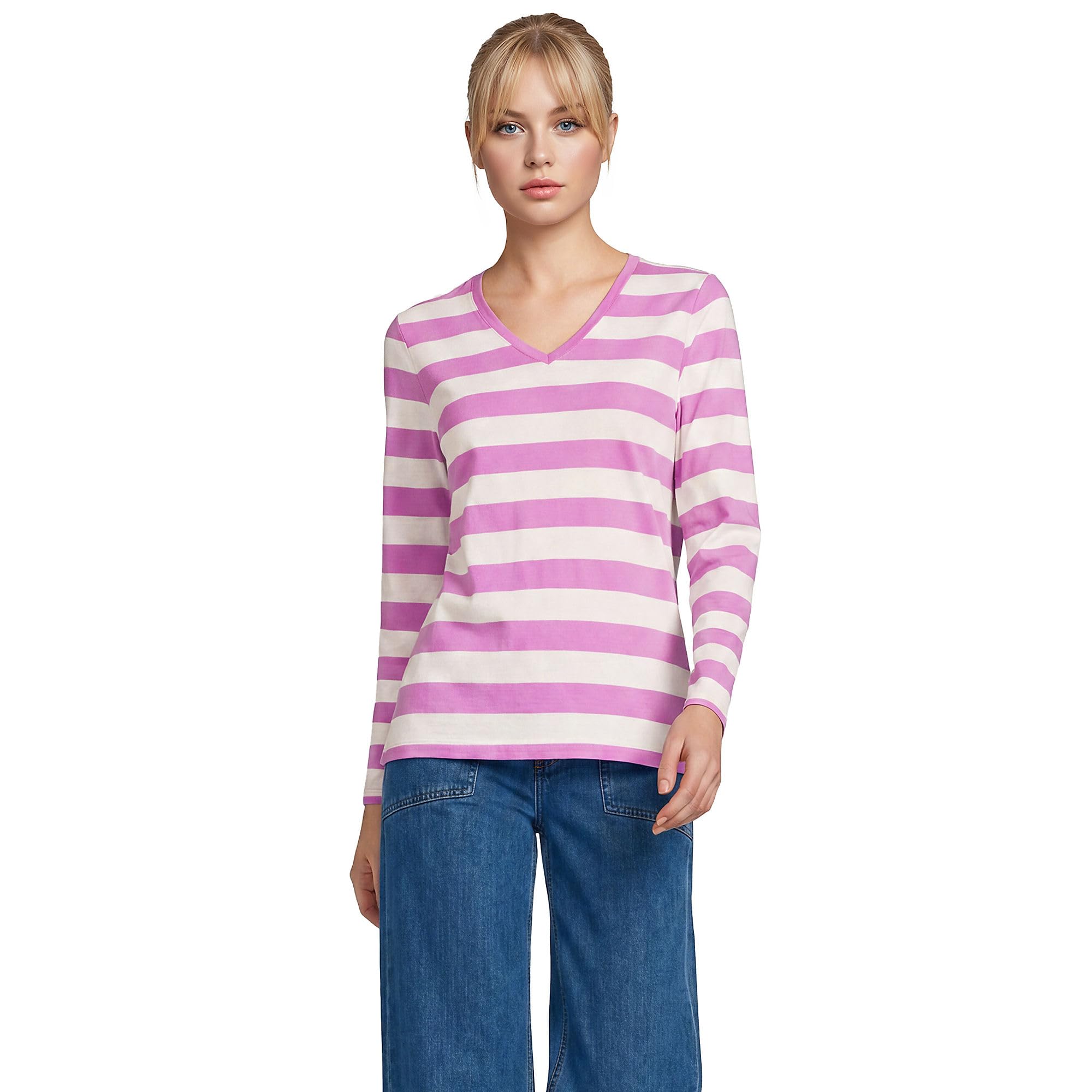 Lands' End Women's Supima Long Sleeve V-Neck Tee