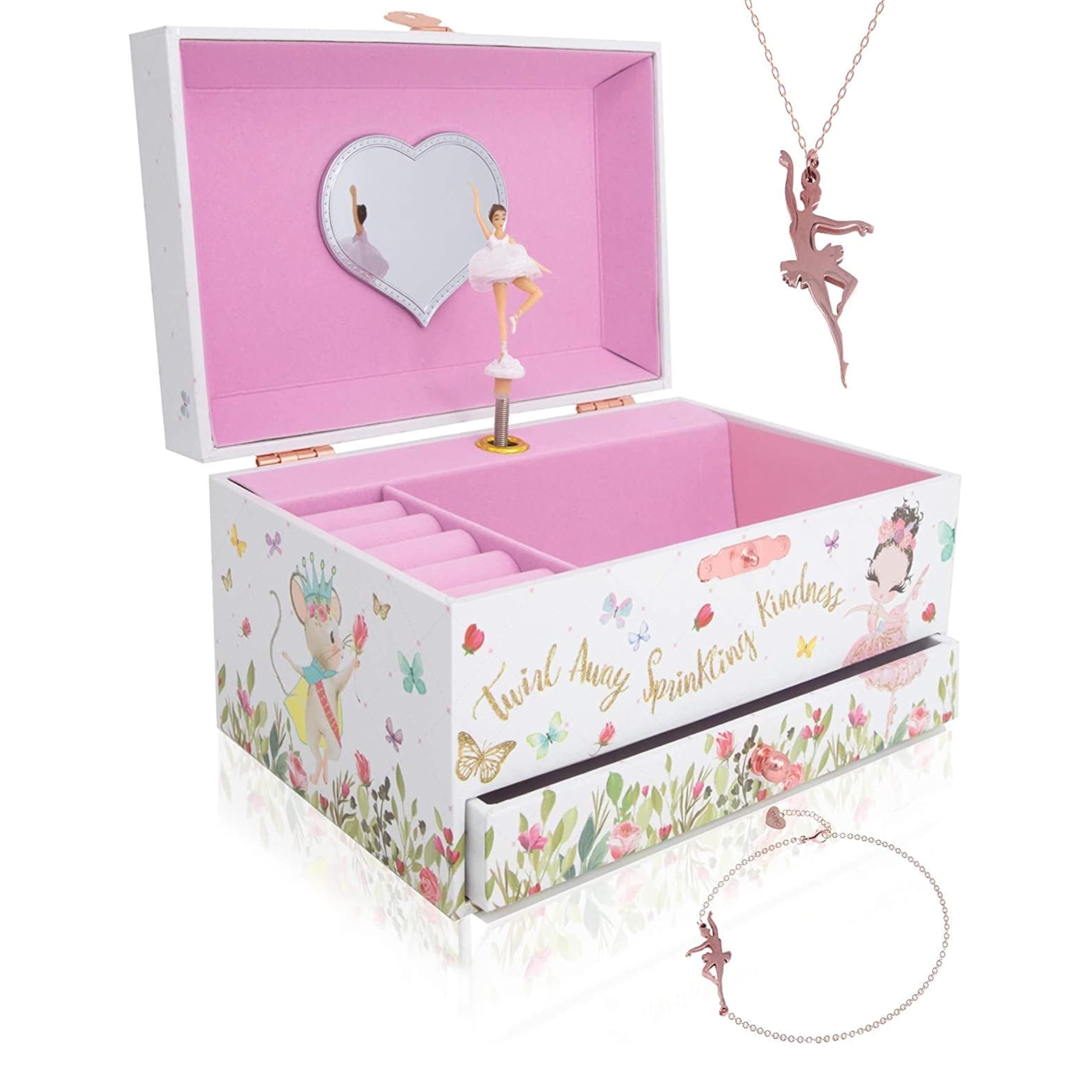 The Memory Building Co Ballerina Musical Jewelry Box Plays Classic Melody, Stora