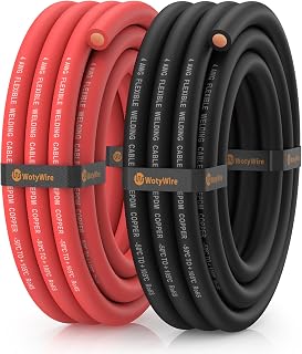WotyWire 4 Gauge Wire Heavy Duty Battery Cable, 10FT Red + 10FT Black | Oxygen-Free Copper, EPDM Insulated, High Conductivity, Flexible Welding Cable for Solar/Battery/Automotive/Inverter/RV/Marine