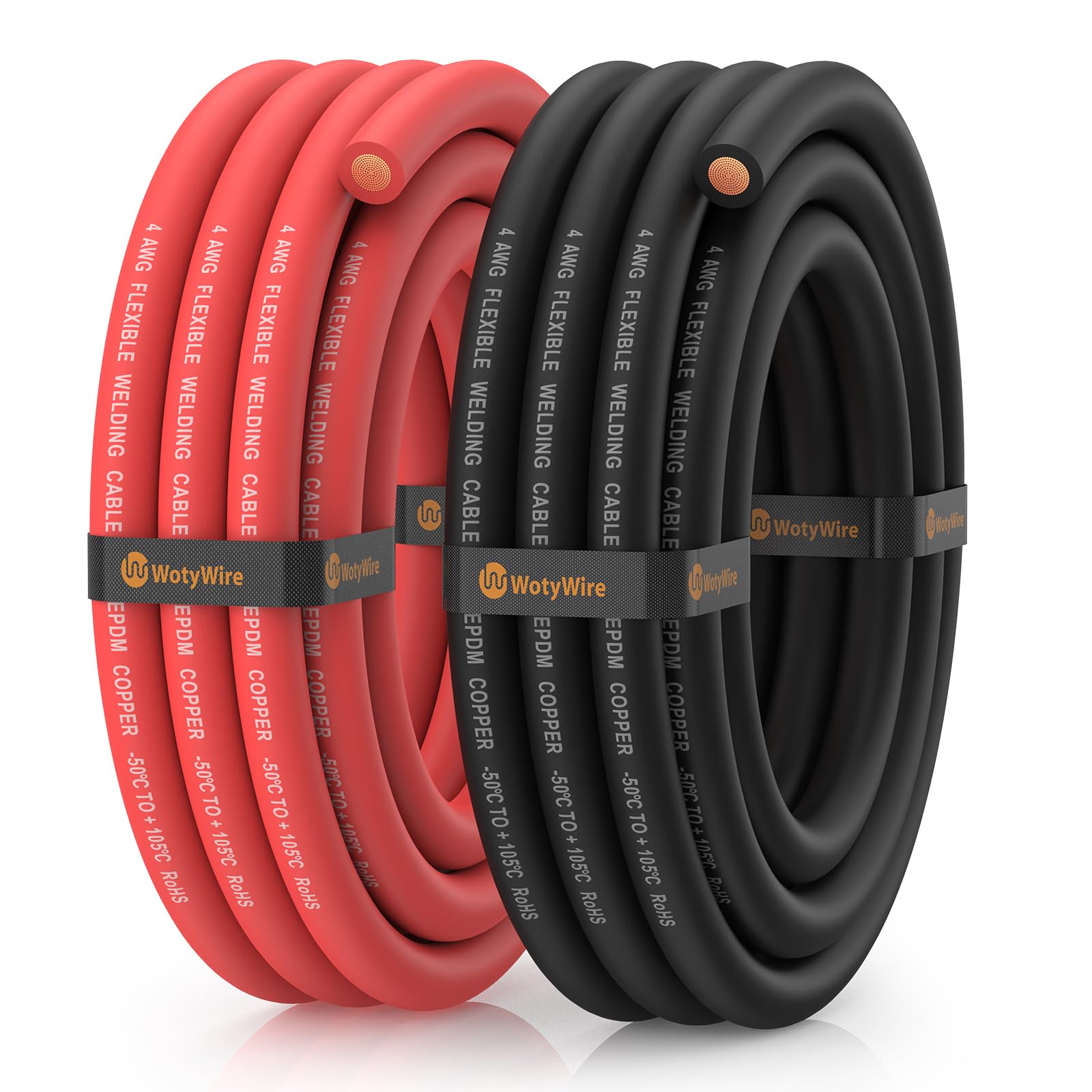 WotyWire 4 Gauge Wire Heavy Duty Battery Cable, 10FT Red + 10FT Black | Oxygen-F