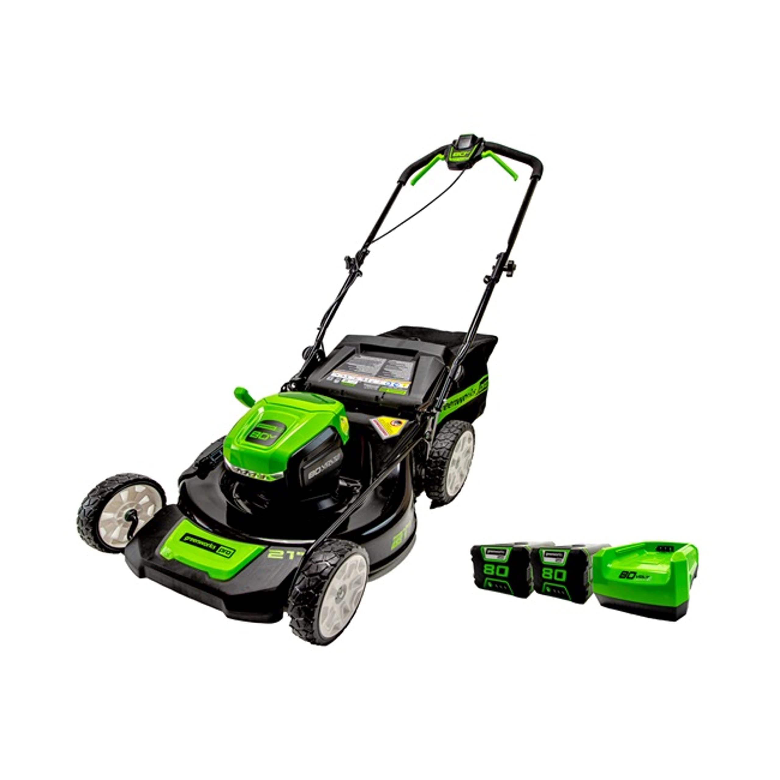 Greenworks 80V 21-Inch Cordless Lawn Mower, Two 2.0 Ah Batteries and Charger Inc
