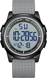 GOLDEN HOUR Ultra-Thin Minimalist Sports Waterproof Digital Men's Watches with Wide-Angle Display Rubber Strap Wristwatch for Men Women