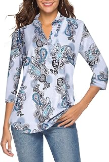 CEASIKERY Women's Casual V-Neck Blouse Tunic Shirt
