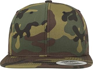 Flexfit Baseball Cap with Flat Brim Military Pattern Unisex Solid Stitching Hip Hop Hat, One Size