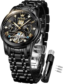 OLEVS Mens Automatic Watches Luxury Dress Tourbillon Mechanical Stainless Steel Waterproof Wrist Watches