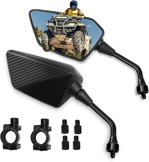 Esploratori Motorcycle Convex Rear View Mirror for Bike Motorcycle ATV Scooter Cruiser with 8mm 10mm Bolt, 7/8" Handle Bar Mount Clamp Compatible with Suzuki Yamaha Honda Kawasaki Victory and More