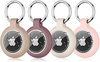 4 PCS AirTag Keychain, AirTag Holder Case for AirTag 2nd/1st Gen, Waterproof Anti-Scratch Protective AirTag Case for Luggage, Pets, Keys, Backpacks