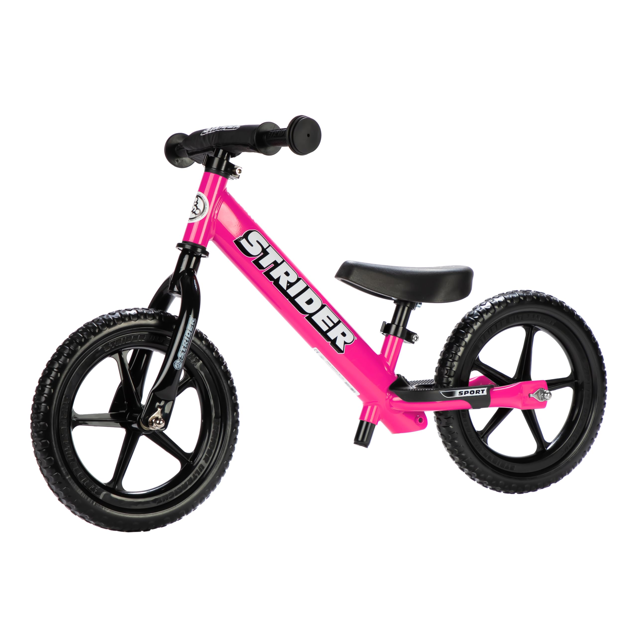 Strider 12 Sport, No Pedal Balance Bike for Kids Ages 1–4 Years, Pink | No-Pedal