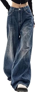 EMMIOL Women's Jeans, Wide Leg, Baggy Jeans, High Waist, Cargo Pants, Casual, Loose, Boyfriend, Trousers, Vintage Streetwear