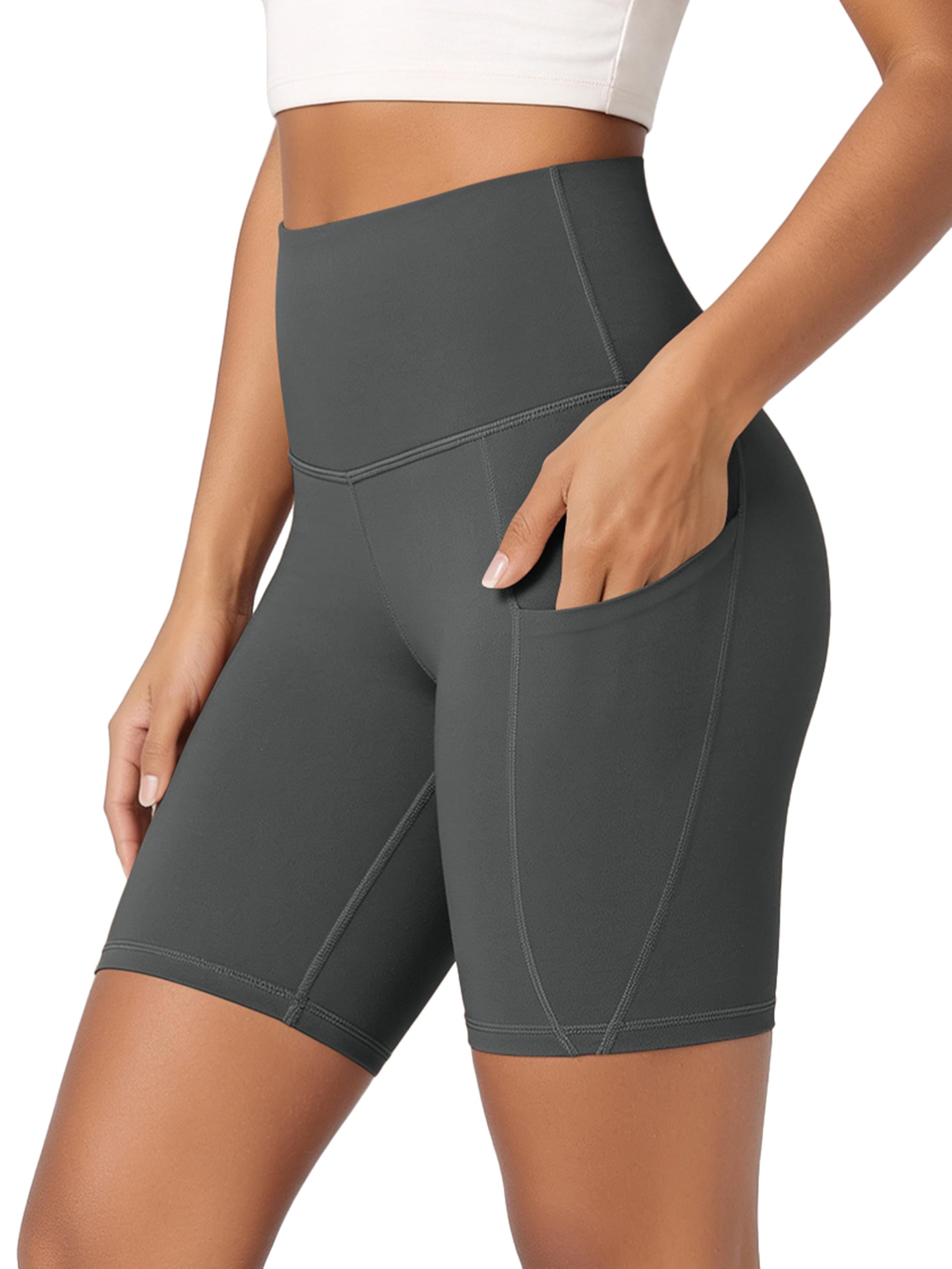 ODODOS Women's Tummy Control Biker Shorts 2.0 with Pockets High Waist Athletic W