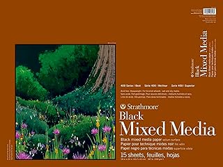 Strathmore 400 Series Mixed Media Pad, 18 x 24 Inches, 184 lb, Black, 15 Sheets