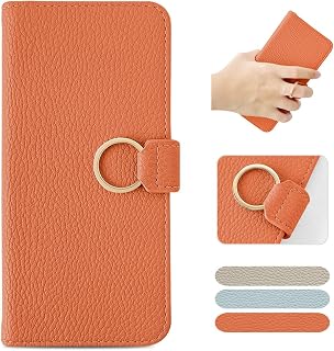 MAGICASE Wallet Style Case for Xperia 10 V (SO-52D / SOG11), Ring & Strap Hole Included, Magnetic, Card Slots, Stand Function, Shock Resistant, Soft PU Leather, Handmade, Women's (Orange)