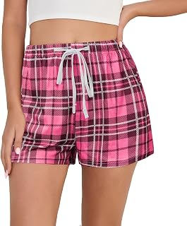 VENTELAN Pantalones cortos de pijama para mujer, suaves, con cordón en la cintura, pantalones cortos casuales de verano, pantalones cortos estampados a la moda