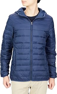 Amazon Essentials Men's Lightweight Down Jacket with Hood Waterproof and Foldable