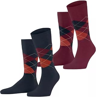 Burlington Men's Everyday Argyle Socks Opaque Cotton, Artificial Fibre