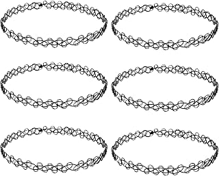Qancekoo 6pcs 90s Chokers Necklace for Women, Stretchy Black Tattoo Choker | Comfortable and Sturdy, Girls Tattoo Stretch Necklaces, Elastic Gothick Vintage Choker Jewelry for 90s or 2000s Themed Party