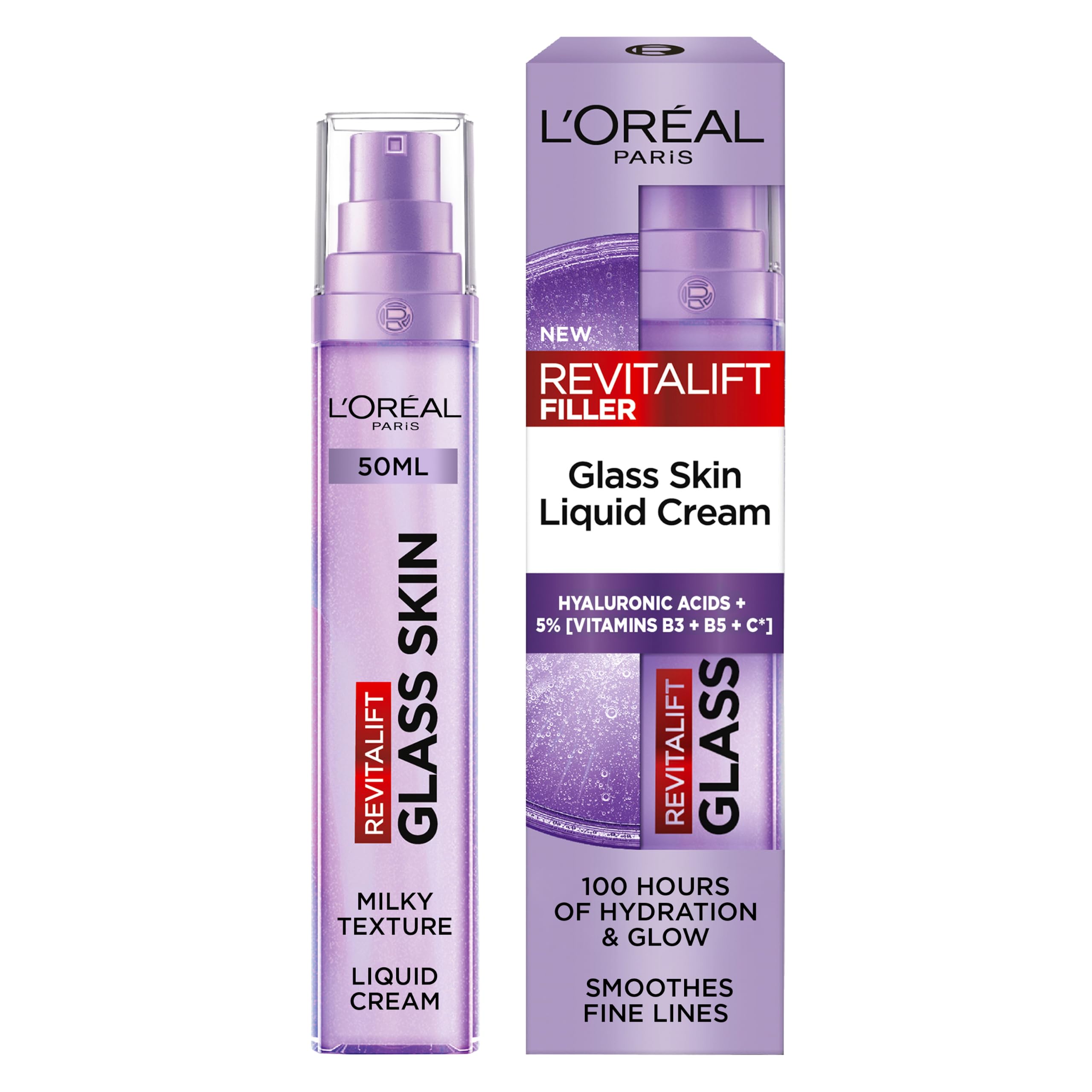 L'Oreal Paris Glass Skin Moisturiser, Revitalift Filler Liquid Cream 50ml | Kore