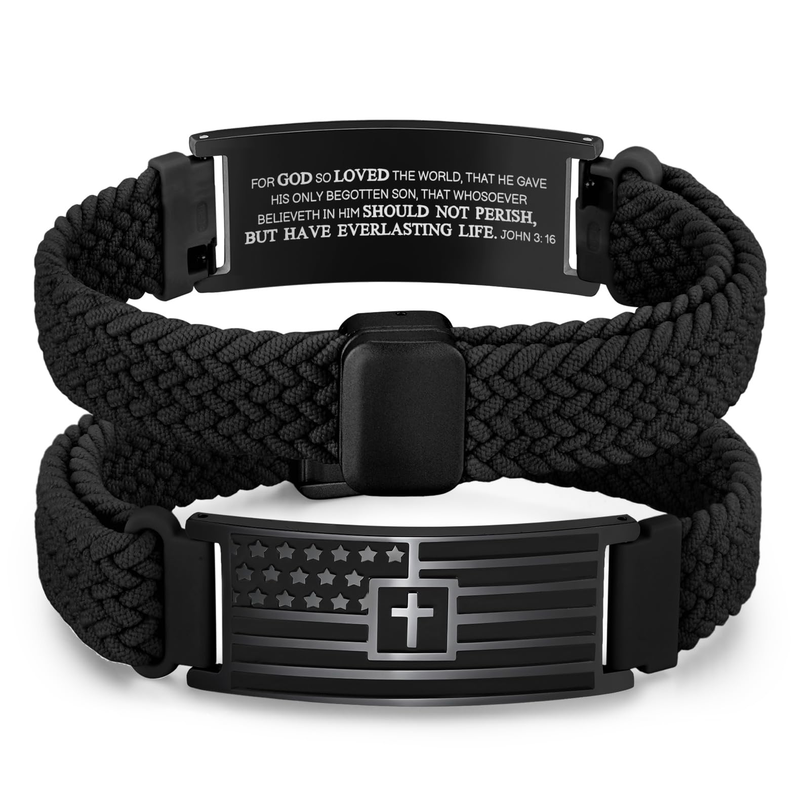 VNOX American Flag Cross Bible Verse Bracelet for Men Teen Boys Kids Stocking St