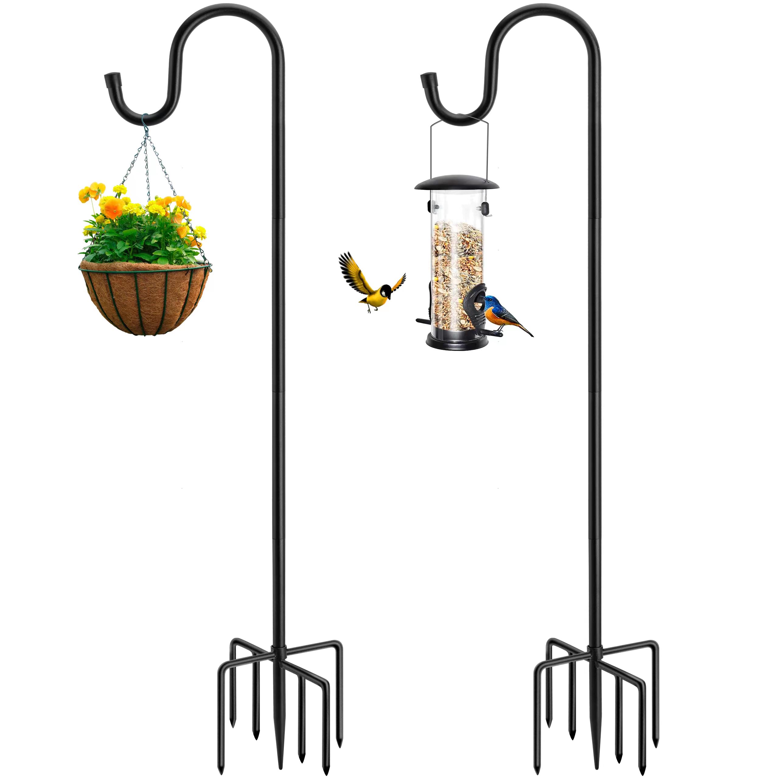 MIUVIBENI Shepherds Hooks for Outdoor with 7 Base Prongs, 72 Inches Heavy Duty G