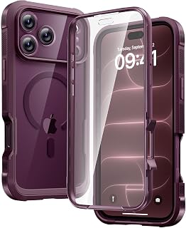 Diaclara Magnetic for 18 Pro Case with Screen Protector, Burgundy | Fit for MagSafe, Built‑in Anti‑Scratch Touch‑Sensitive Screen Protector, 360° Dual‑Layer Rugged, Mil‑Grade Drop Protection