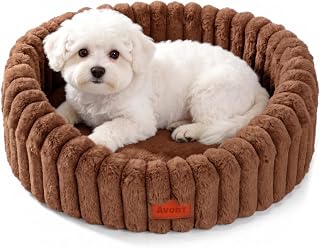 Avont Fluffy Cozy Cat Bed for Cats & Small Dogs -Brown(M)