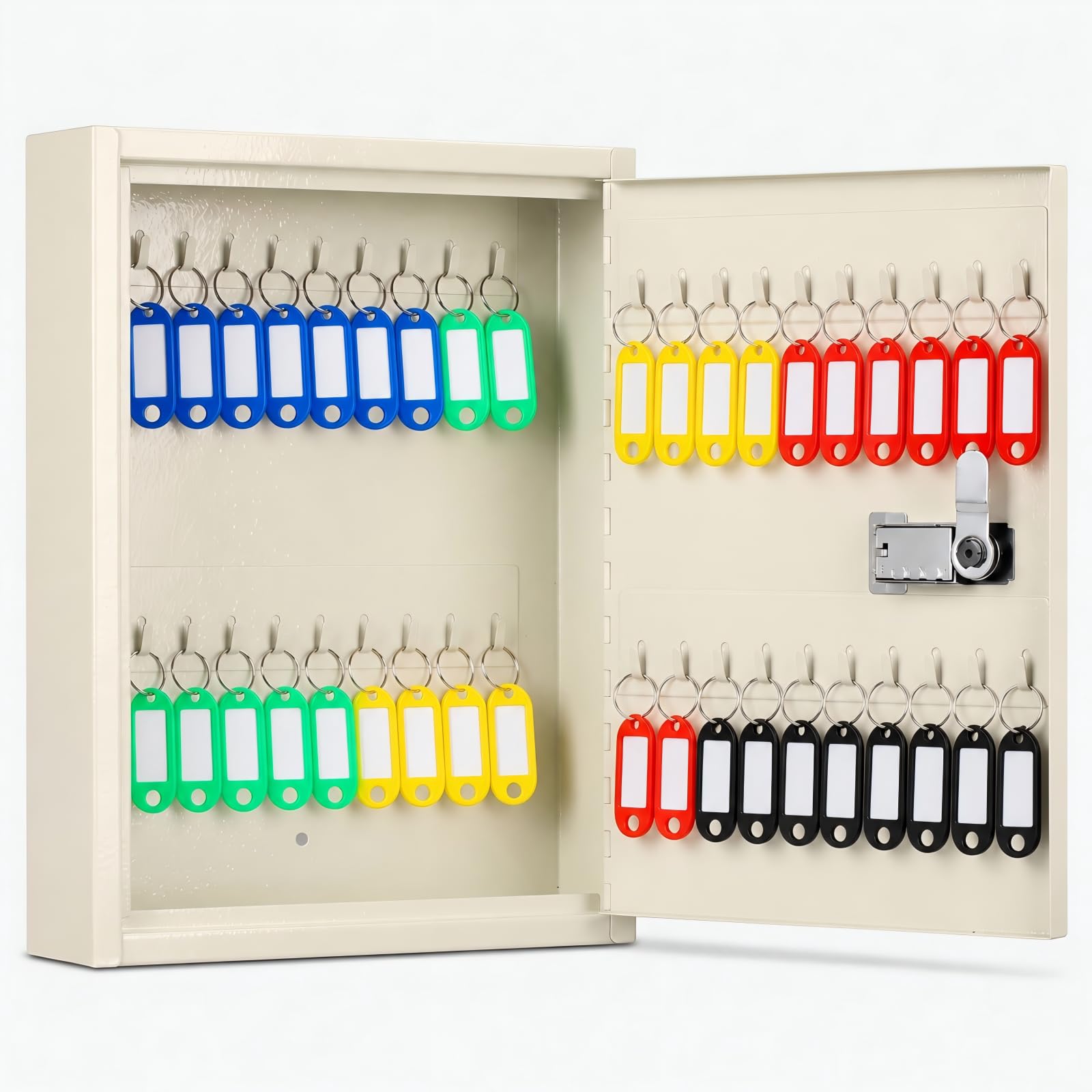 KYODOLED Key Box, 40-Key Lock Box with Combination Lock, Wall Mount, White | Ste