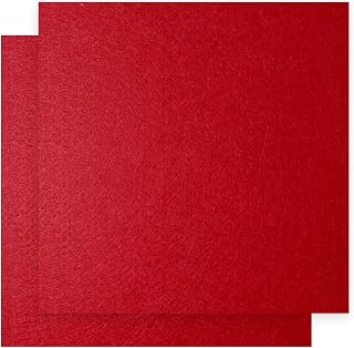 12" x 12" Felt Fabric Sheets for Crafts, Squares Felt Fabric Sheets, 1mm Thick, Non-Woven Felt Paper for DIY Sewing Craft, 2pcs (Red)