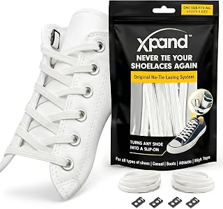 Xpand No Tie Elastic Shoe Laces for Sneakers - Shoelaces for Adults & Kids | 1 Size Fits All. Shoe Strings for Athletic & Training Shoes. Patented Lace Anchors Lock in Place. 52-Inch Stretch Laces.