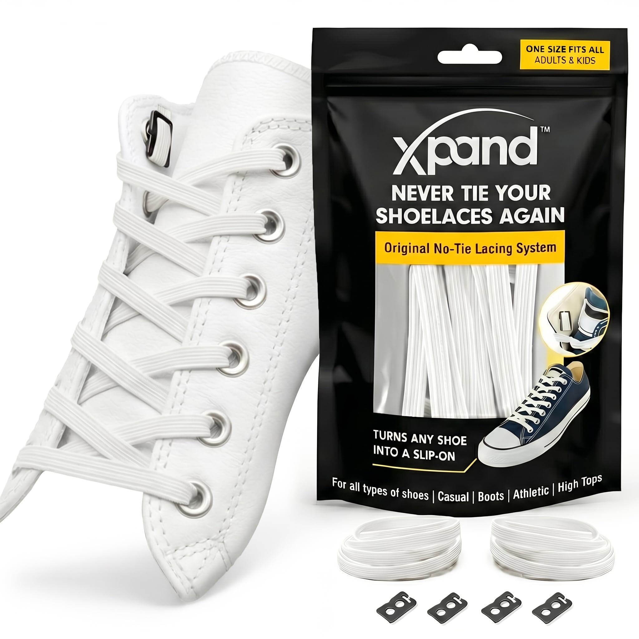 Xpand No Tie Elastic Shoe Laces for Sneakers - Shoelaces for Adults & Kids | 1 S