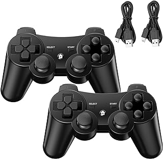 Controller for PS-3, Pack of 2 Wireless Controller | Bluetooth Controller with Dual Shock, Gyro Axis, Rechargeable Remote Gamepad Joystick with 2 Charging Cables