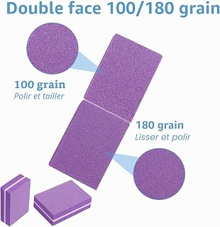 50 Pcs Mini Nail Buffers 100/180 Grit Professional Nail Files and Buffing Blocks for Natural and Acrylic Nails Manicure Pedicure Tools Purple