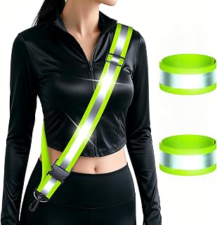 Reflective Sash for Walking at Night, High Visibility Safety Reflectors for Men Women, Night Jogging Reflective Belt with Armband for Dog Walking Safety Gear