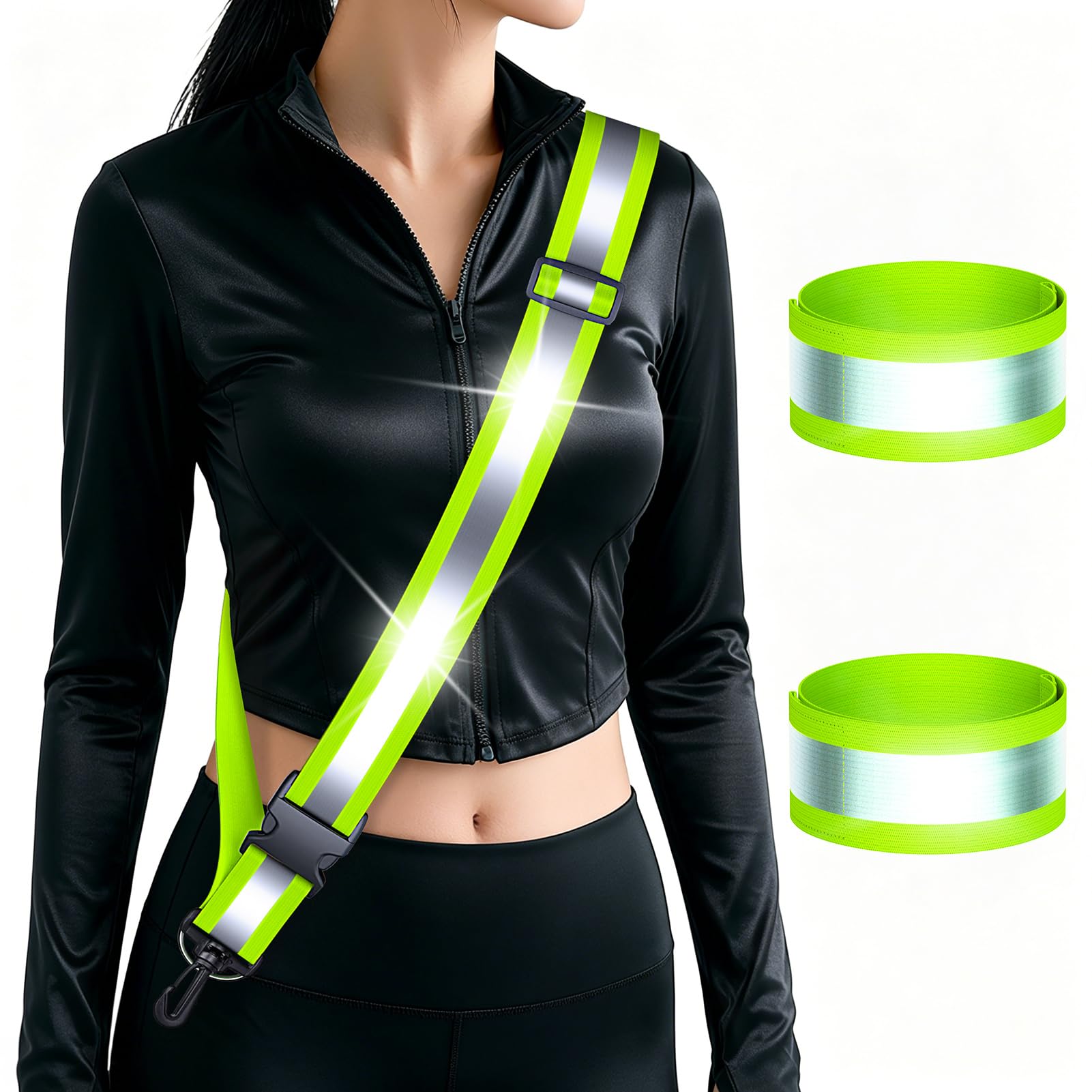 Reflective Sash for Walking at Night, High Visibility Safety Reflectors for Men 