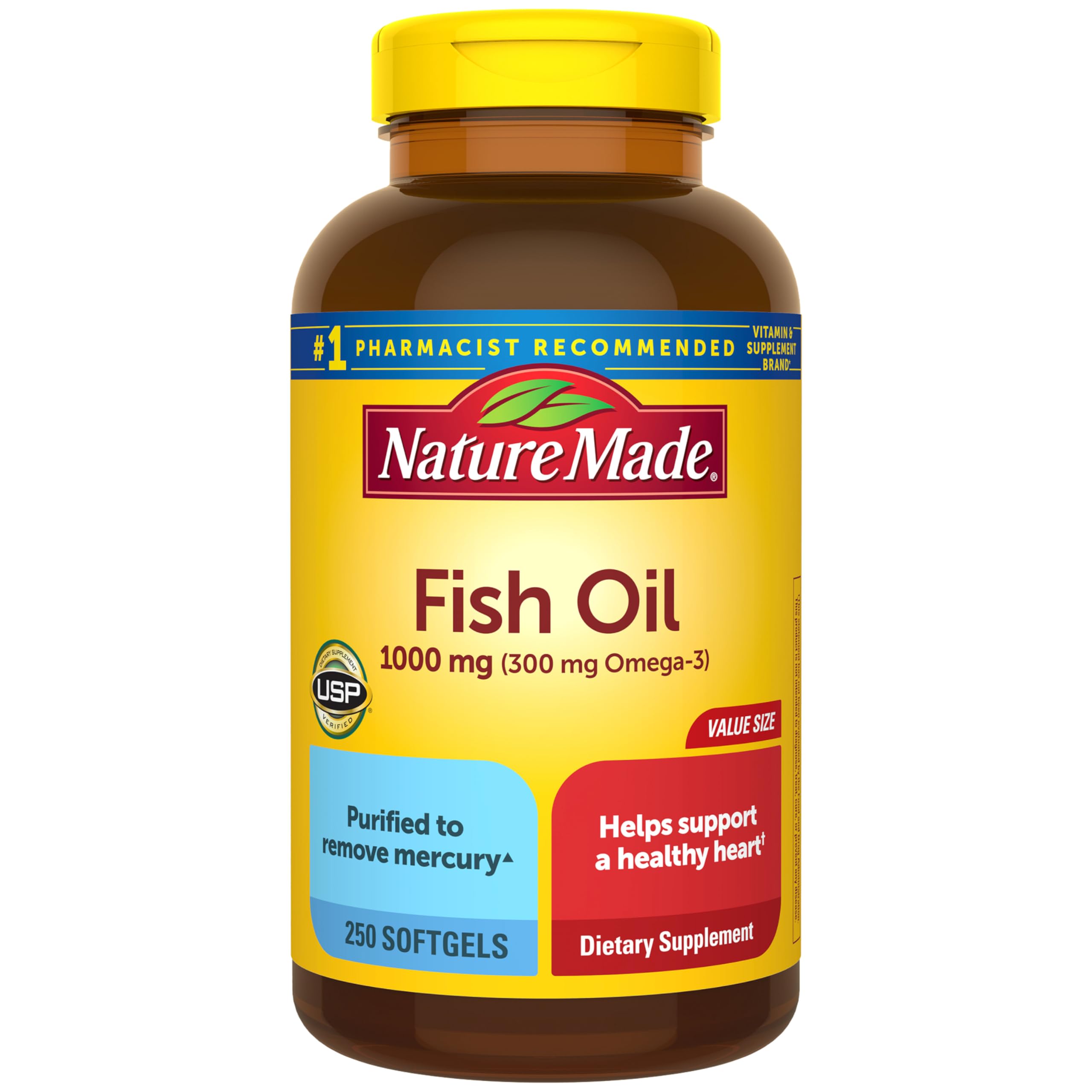 Nature Made Fish Oil Omega 3 Supplements, 1000mg Softgels, 250 Softgels | Omega 