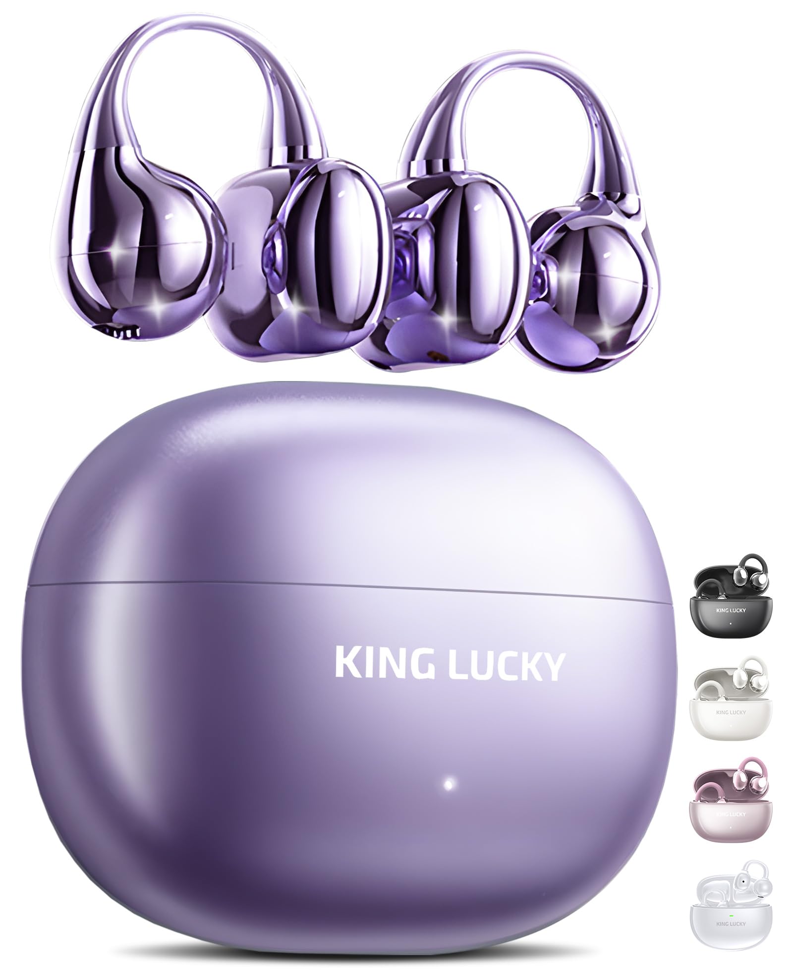Kinglucky Clip-On Earbuds Gen 3, Open-Ear Wireless Bluetooth 6.0 Headphones with