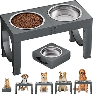 Aystkniet Dog Dinnerware Pet Feeder Stainless Steel Bowl 4 Levels Height