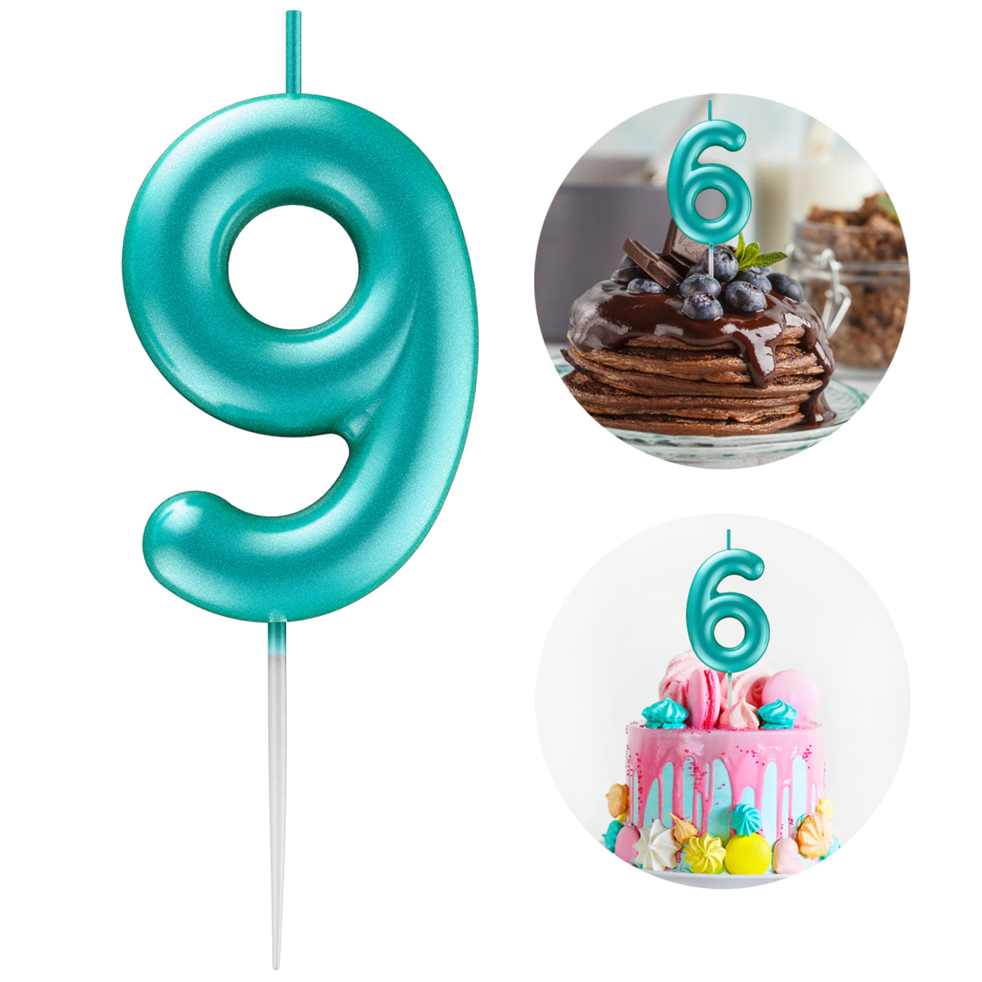 Blue Number 9 Candle Happy Birthday 3D Number Candles for Birthday Cake Party De