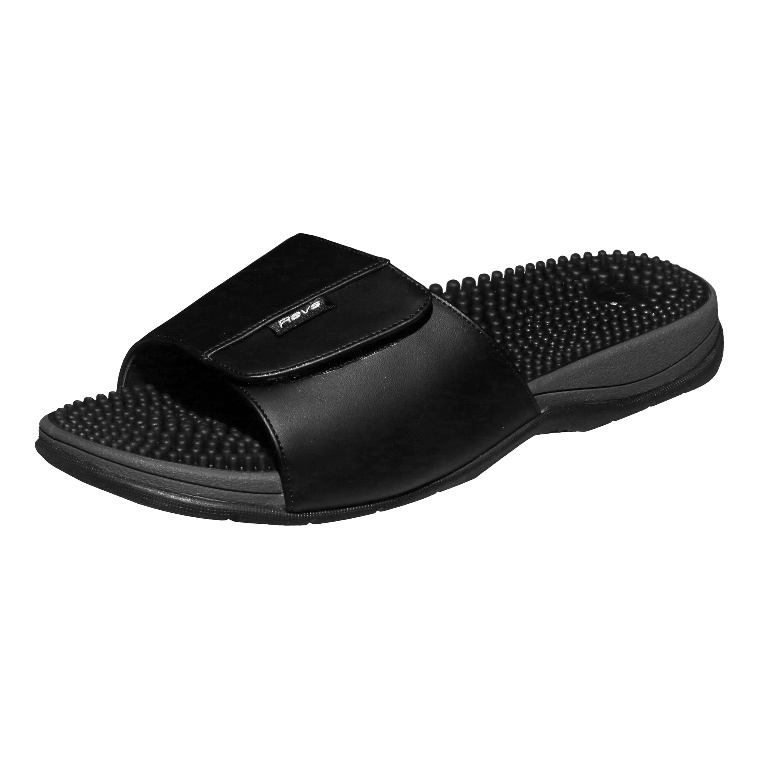 Revs - Ness - Men's Reflexology Sandals with Fastening, Black, 41 EU