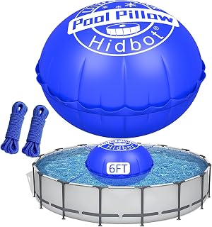 Hidbot 6 x 6 Ft Pool Pillow for Above Ground Pools 0.4mm Thick PVC, Cold-Resistant, Winterizing Winter Closing Pillows,Pool Winterizing Pillow (2x16.5ft Rope)